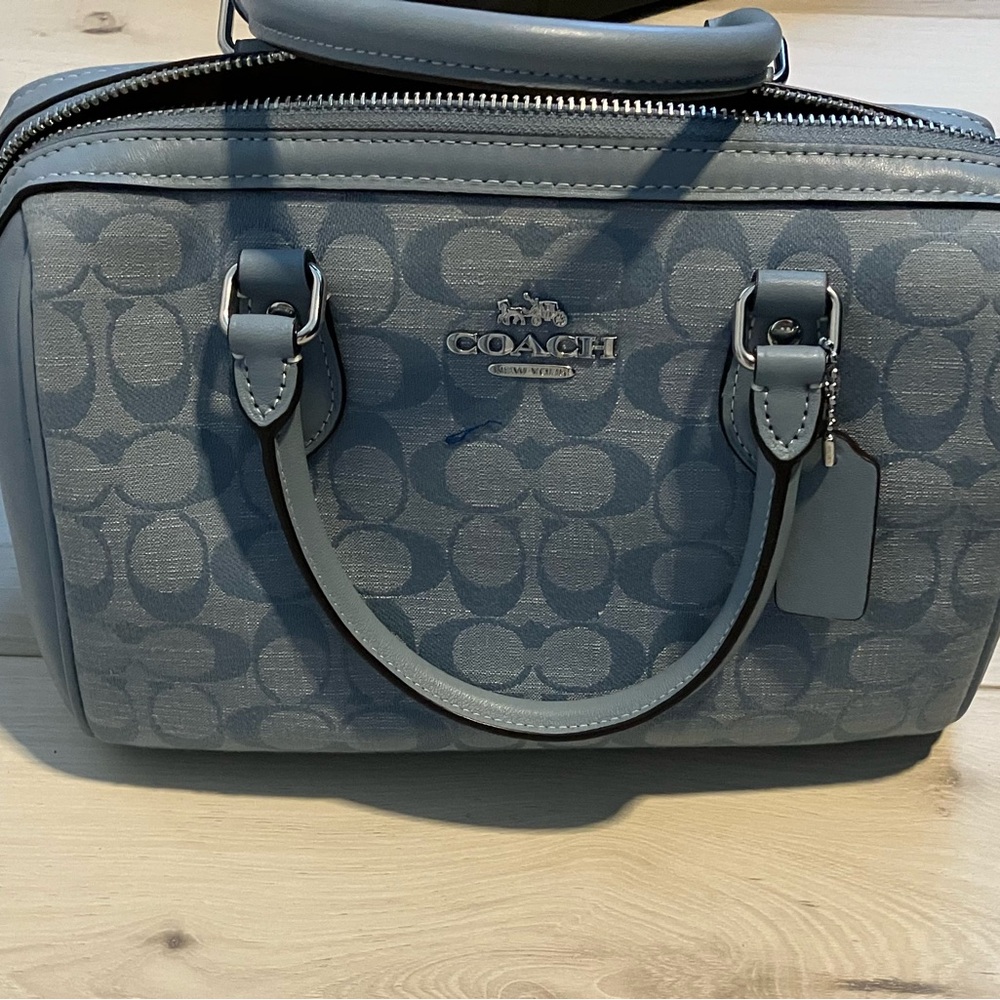 Coach Rowan satchel Signature shoulder bag in Sky Blue